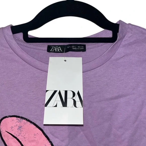 ZARA Lilac Tee with Daisy Duck Design - Picture 3 of 6